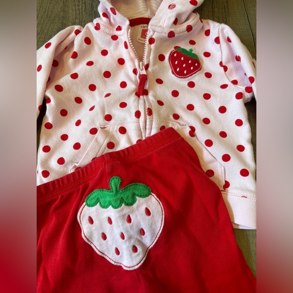 Vintage 2000s Y2K Carters Strawberry Clothes Outfit Set Baby Girl 6 Months - Picture 1 of 5